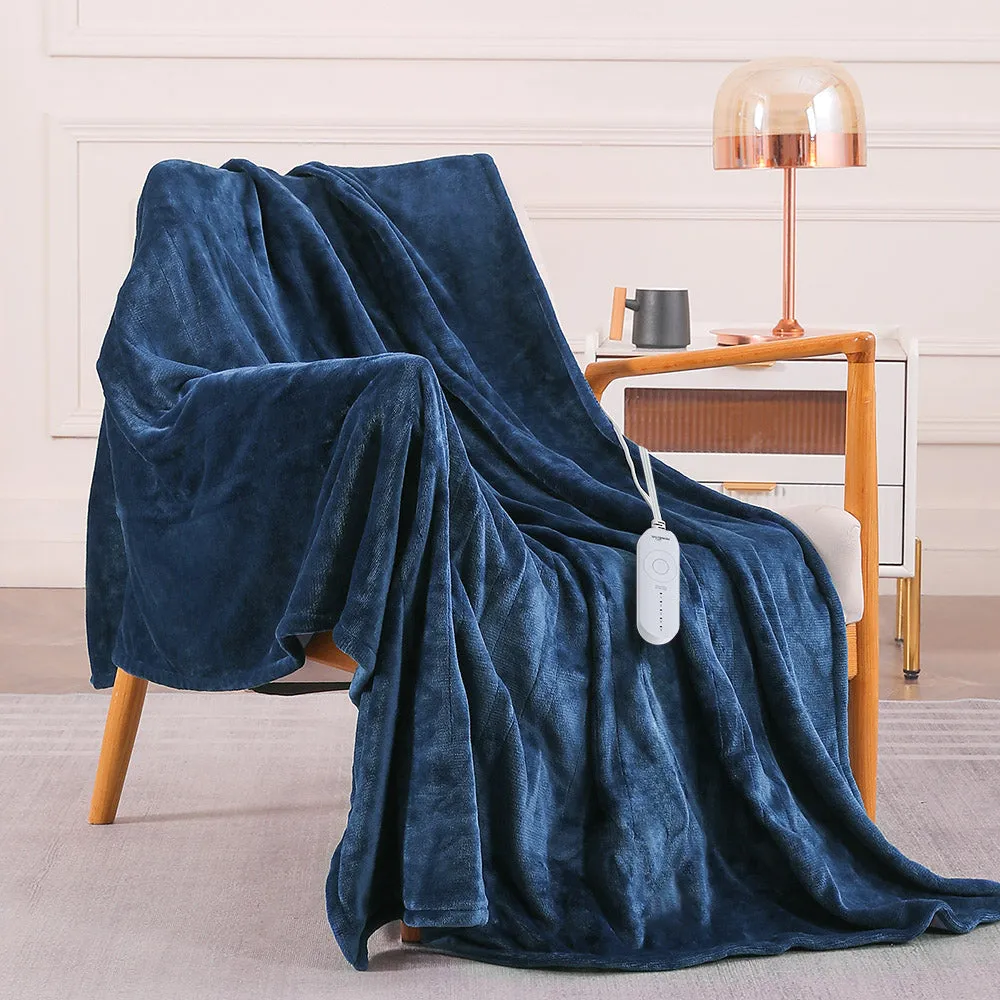 Flannel Electric Heated Throw Blanket - 50"x60", 3 Hours Timer Auto-Off, 5 Heating Levels