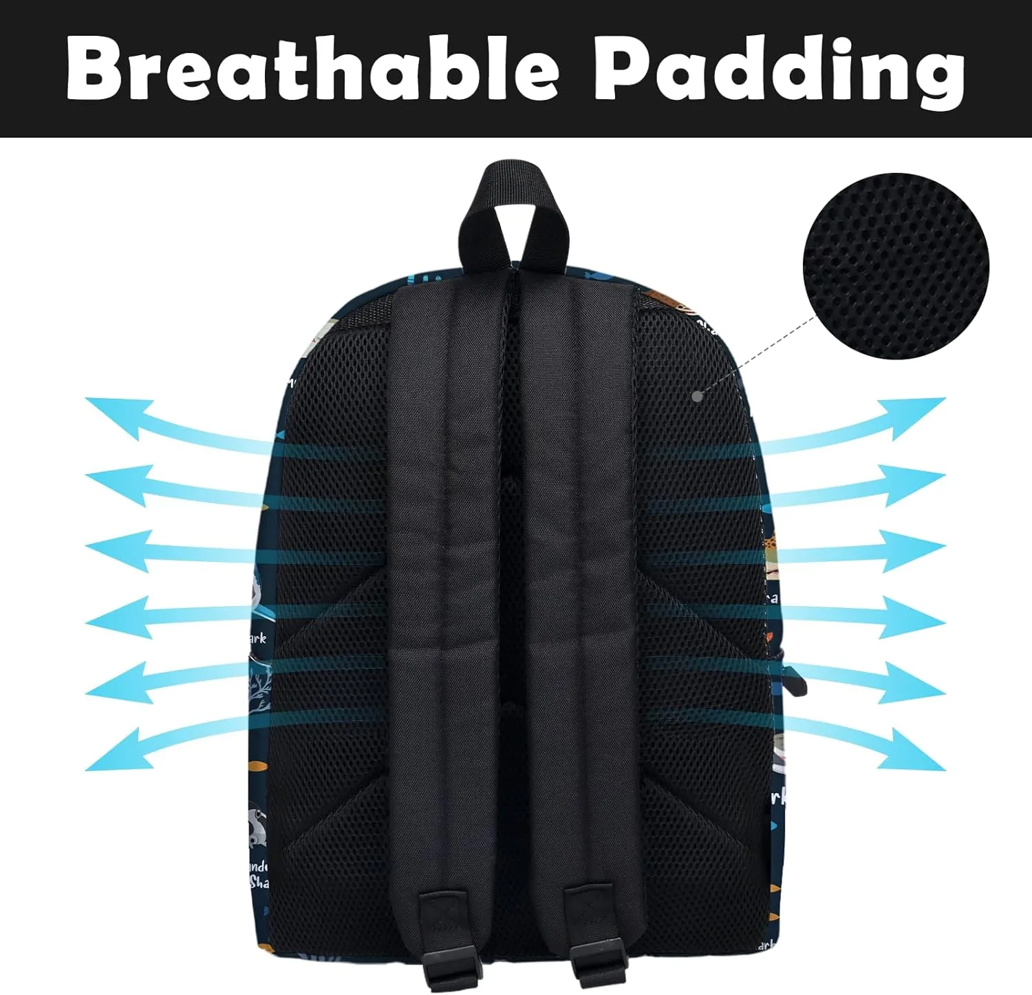 Funny Shark Faces School Backpack for Boys Girls, Shark Backpack for School Kids Bookbag, 16 Inch Ocean Animals Theme Laptop Back Pack for Travel Hiking Camping