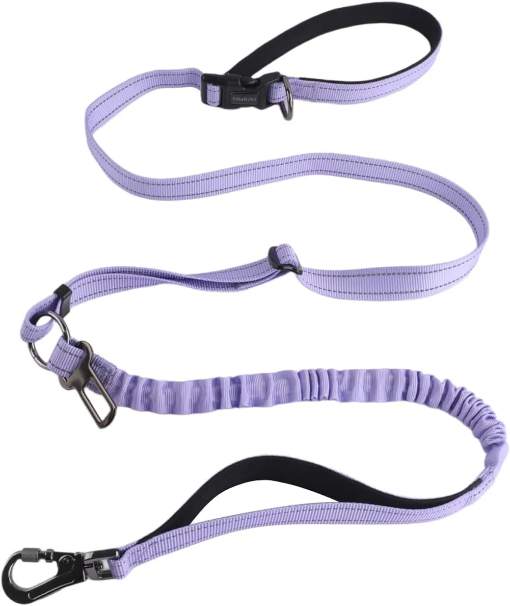 Hands Free Dog Leash, No Pull Bungee Dog Running Waist Leash, with Car Seat Belt, Reflective Stripes, Heavy Duty for Medium and Large Dogs. (Solid Lilac, Large)