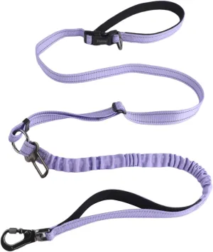 Hands Free Dog Leash, No Pull Bungee Dog Running Waist Leash, with Car Seat Belt, Reflective Stripes, Heavy Duty for Medium and Large Dogs. (Solid Lilac, Large)