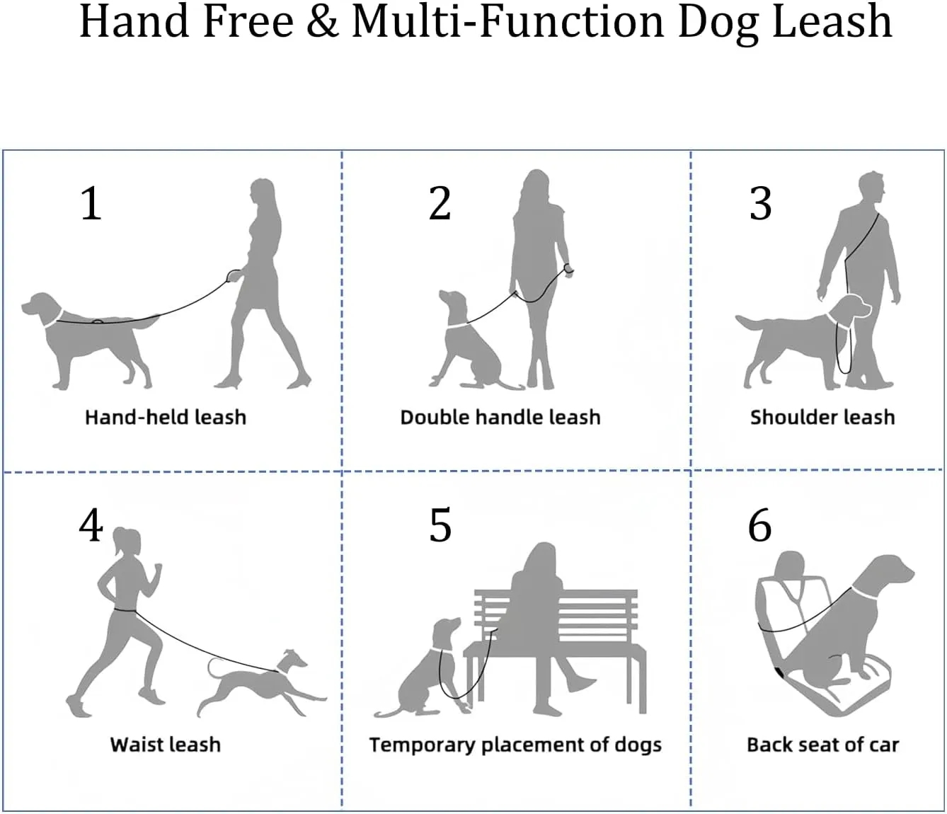 Hands Free Dog Leash, No Pull Bungee Dog Running Waist Leash, with Car Seat Belt, Reflective Stripes, Heavy Duty for Medium and Large Dogs. (Solid Lilac, Large)