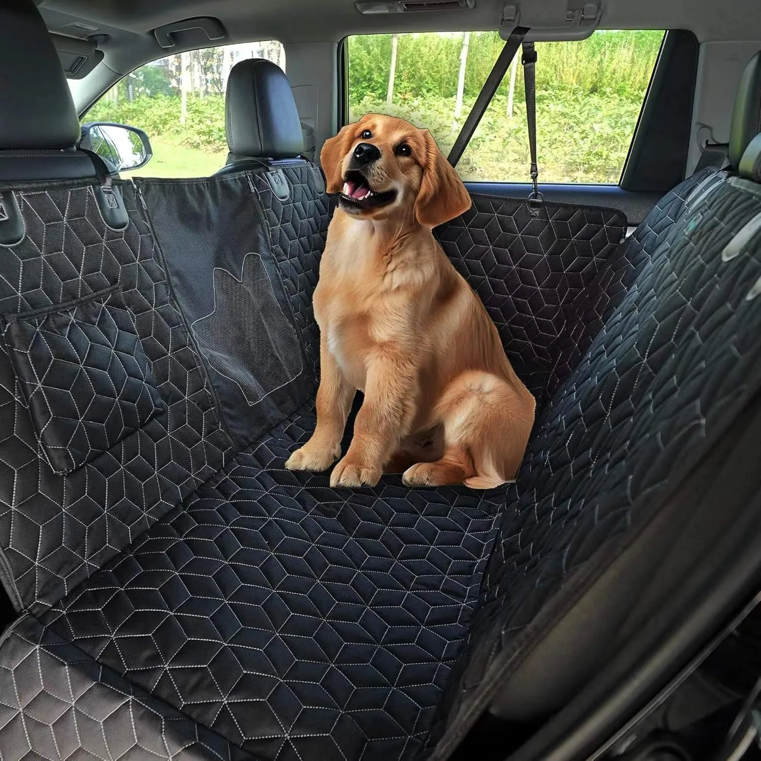 Heavy Duty Dog Hammock - 600D Waterproof Backseat Cover for Dogs in Car - Fits Midsize SUVs like Highlander/Pilot/Outback/Explorer/Cherokee