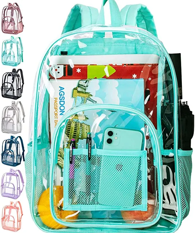 Heavy Duty Light Pink See Through Clear Trendy Backpack