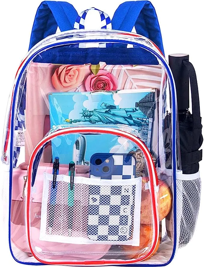 Heavy Duty Light Pink See Through Clear Trendy Backpack