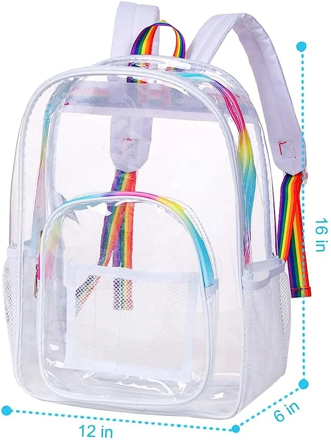 Heavy Duty Light Pink See Through Clear Trendy Backpack