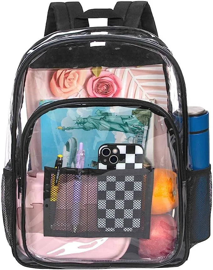 Heavy Duty Light Pink See Through Clear Trendy Backpack