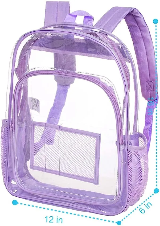 Heavy Duty Light Pink See Through Clear Trendy Backpack