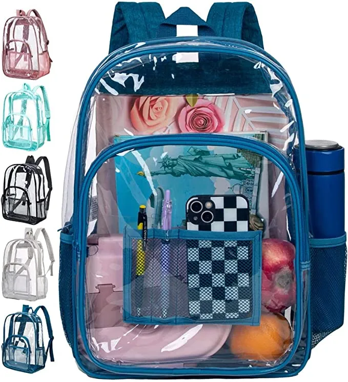 Heavy Duty Light Pink See Through Clear Trendy Backpack