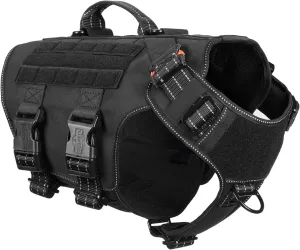 ICEFANG Reflective GN3 Tactical Dog Harness with 6X Buckles,for X-Large Sized Dogs,Dog Molle k9 Vest,Adjustable Pet Harness,No-Pulling Front Leash Clip (XL (32"-39" Chest), Orange)