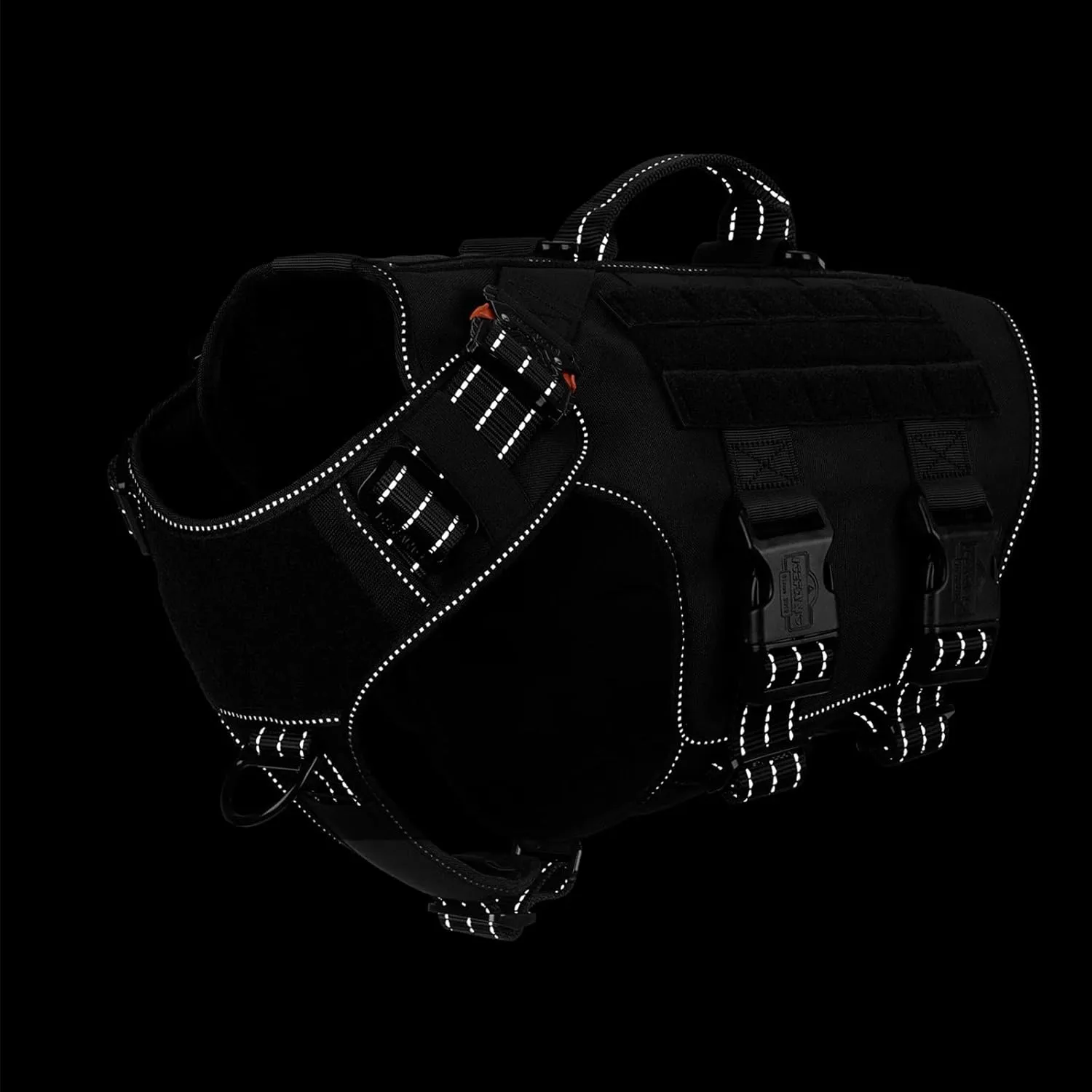 ICEFANG Reflective GN3 Tactical Dog Harness with 6X Buckles,for X-Large Sized Dogs,Dog Molle k9 Vest,Adjustable Pet Harness,No-Pulling Front Leash Clip (XL (32"-39" Chest), Orange)