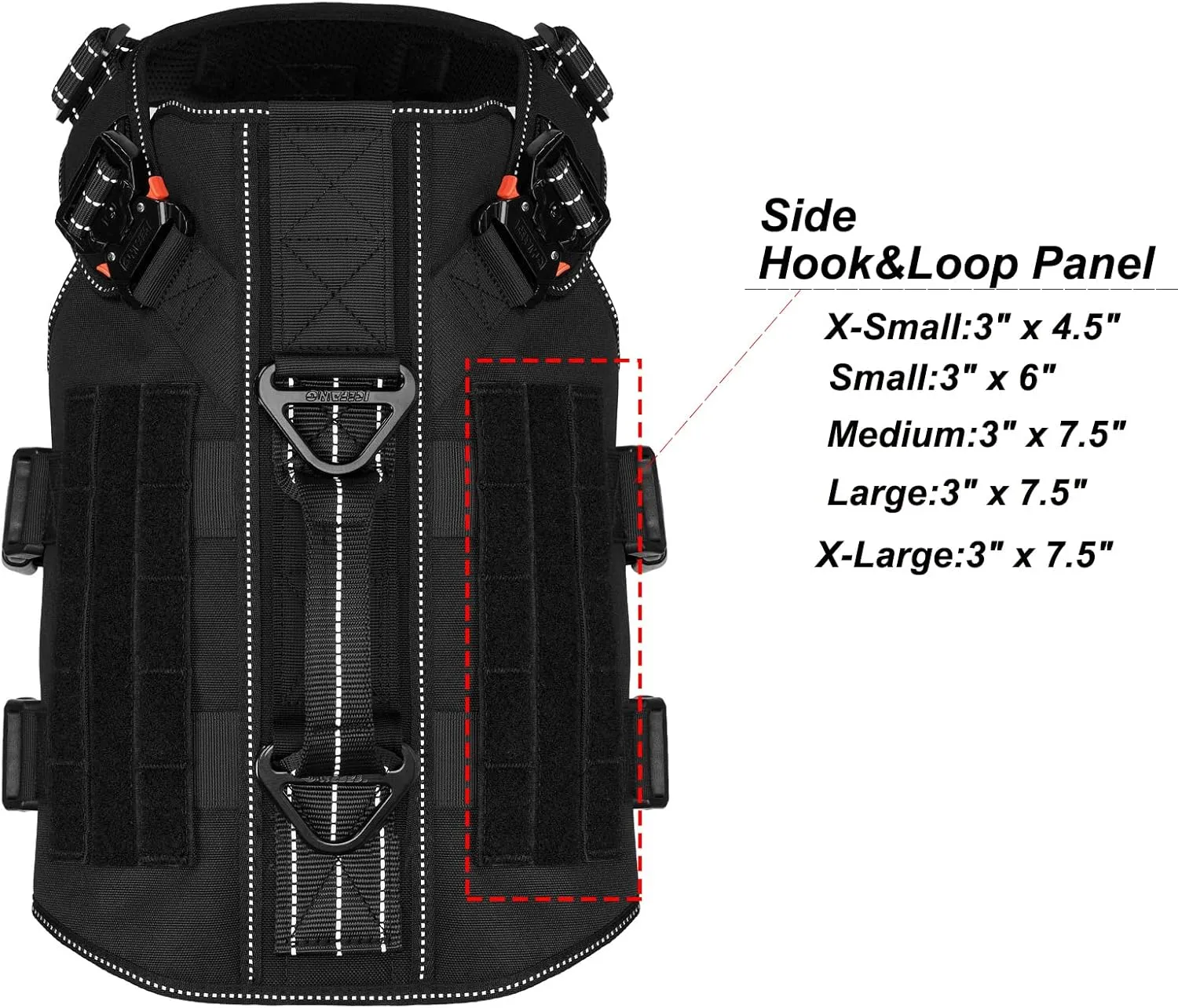 ICEFANG Reflective GN3 Tactical Dog Harness with 6X Buckles,for X-Large Sized Dogs,Dog Molle k9 Vest,Adjustable Pet Harness,No-Pulling Front Leash Clip (XL (32"-39" Chest), Orange)