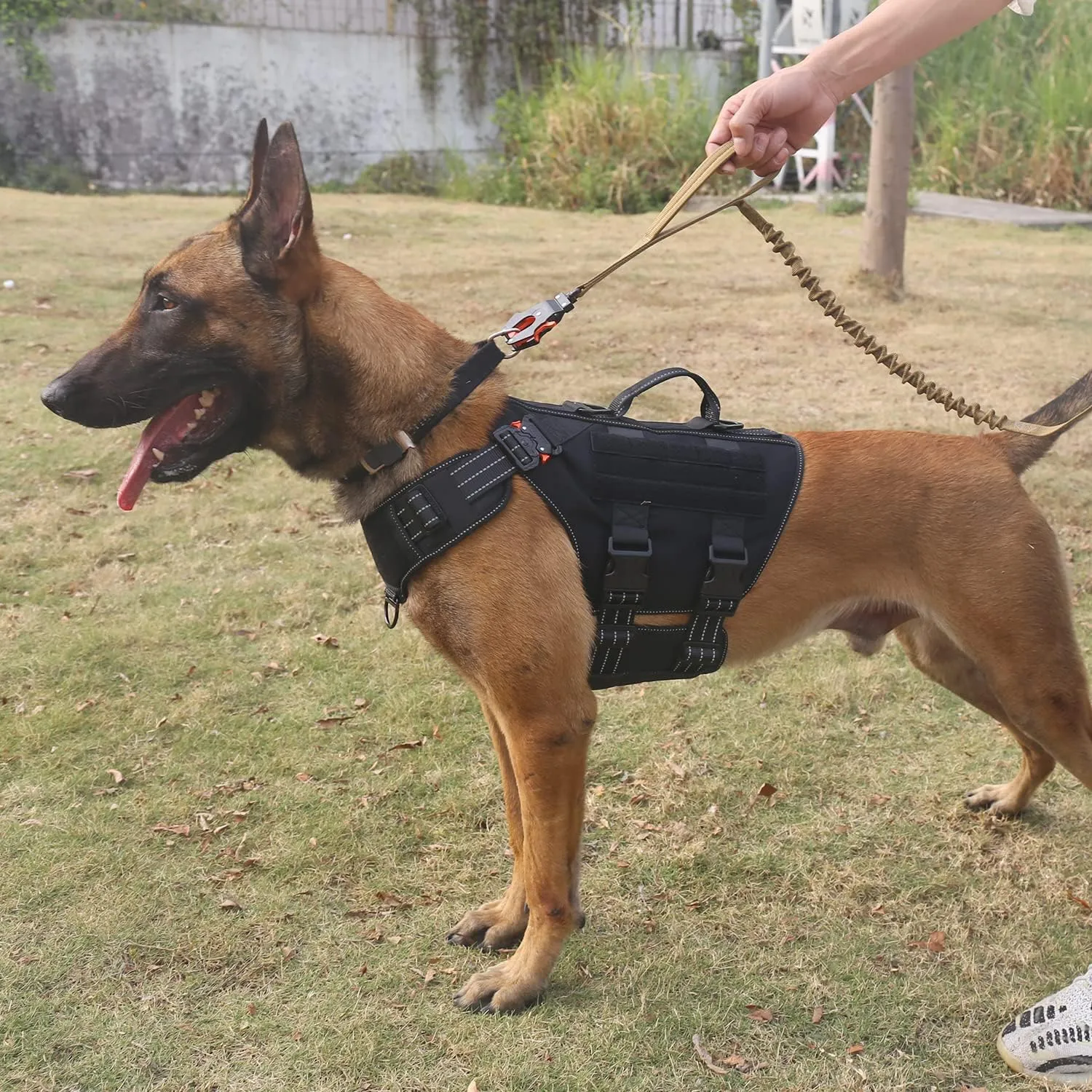 ICEFANG Reflective GN3 Tactical Dog Harness with 6X Buckles,for X-Large Sized Dogs,Dog Molle k9 Vest,Adjustable Pet Harness,No-Pulling Front Leash Clip (XL (32"-39" Chest), Orange)