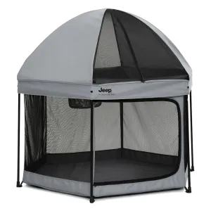 Jeep Hexagon Pop Up Play Yard with Removable Canopy | Ideal for Indoor and Outdoor Use, Grey