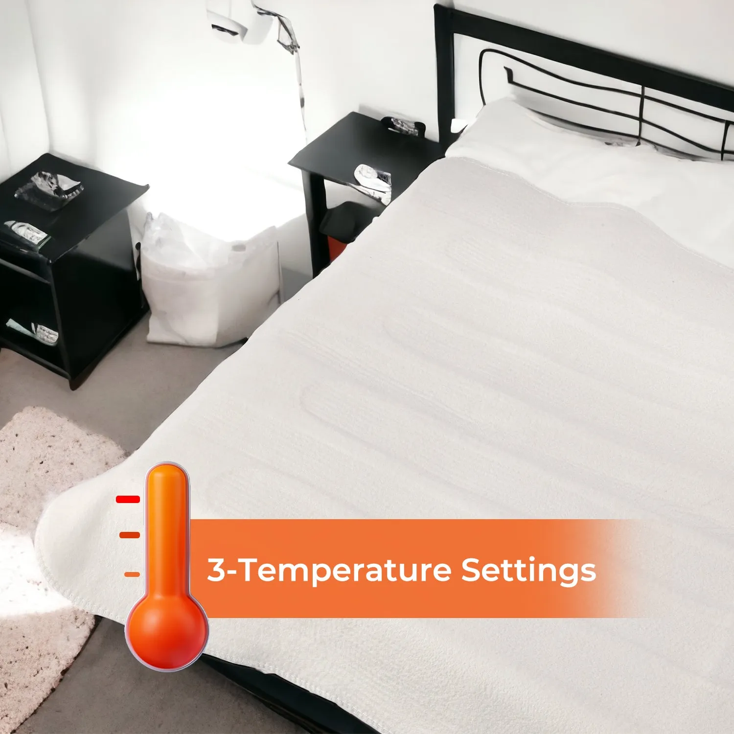 King-Sized Electric Heated Blanket With Three Heat Settings