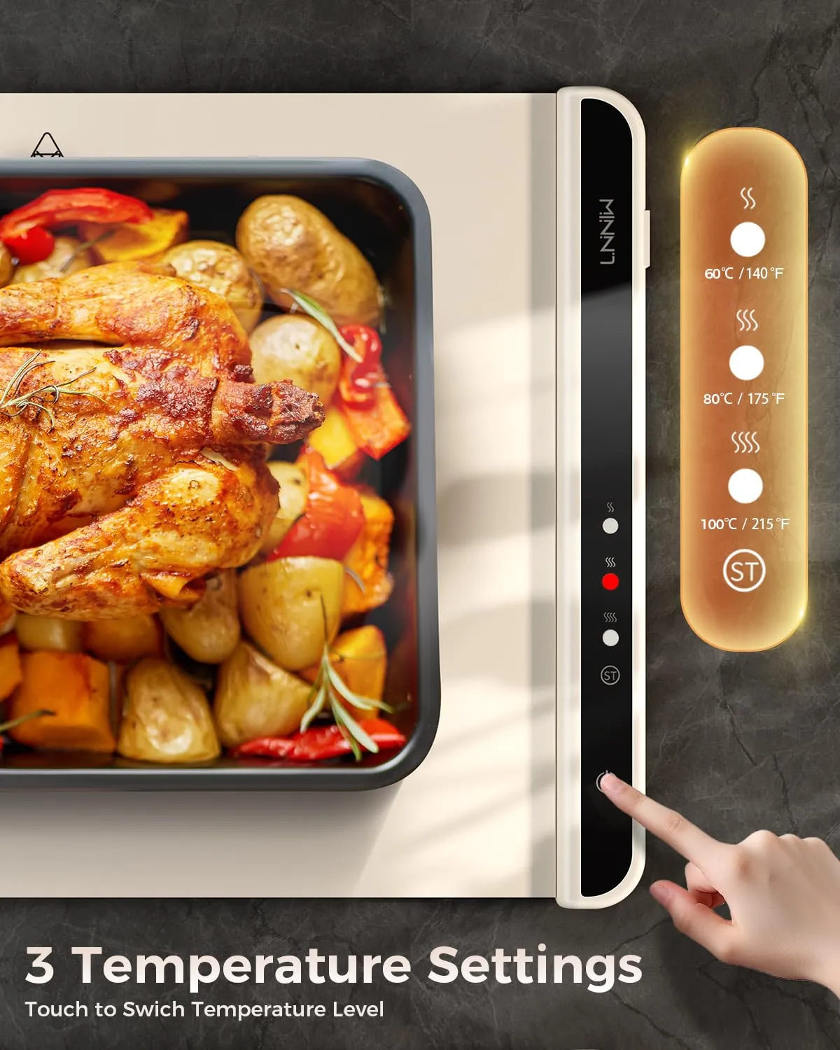 LNNIW Warming Mat for Food,Food Warming Mat,Electric Warming Tray for Buffets Party and Home Daily Use,Heating Fastly in 10s,Portable Design,Timed Function for Your Family.