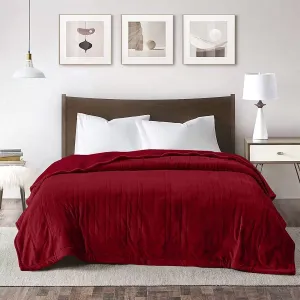 modern Heated Blanket King Size, Heating Electric Throw Blanket Dual Control, Soft Velvet, 10 Heat Settings, 12 Hours Auto Off, Red