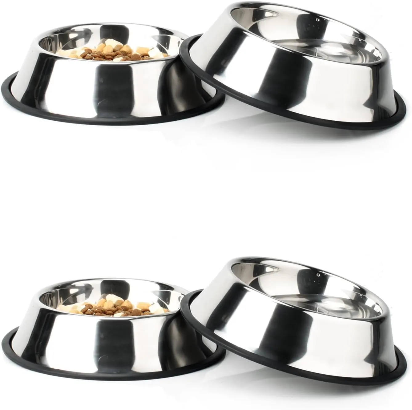 NAJOR Stainless Steel Dog Bowls,2Cup / 16oz Large Dog Food Bowls,Anti-Skid Pet Feeder Bowl and Water Bowl,Perfect Choise for for Dogs and Cats and More,Set of 4