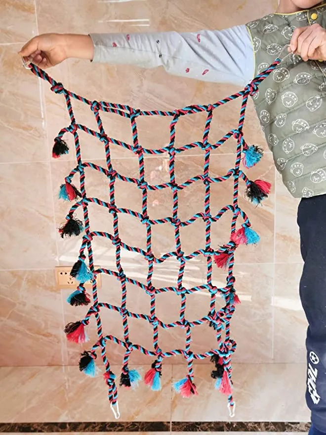 New ZffXH Bird Climbing Net Parrot Cotton Rope Hammock Swing Hanging Ladder Gym Toy, Caribiner clips not included