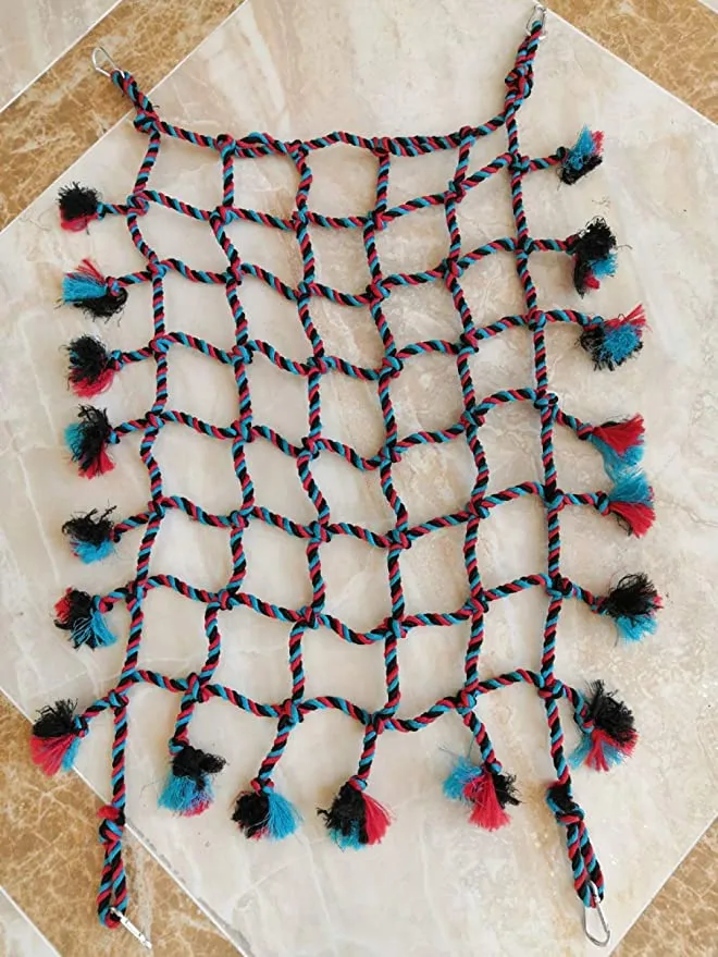 New ZffXH Bird Climbing Net Parrot Cotton Rope Hammock Swing Hanging Ladder Gym Toy, Caribiner clips not included