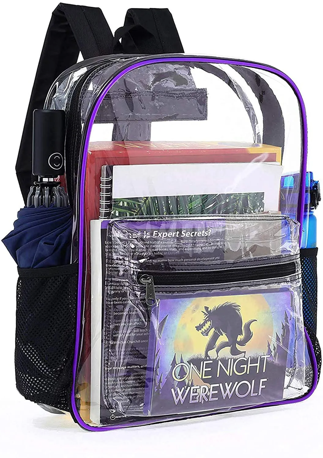 Omaya Clear See Through Transparent Travel Safe Backpack (Purple)