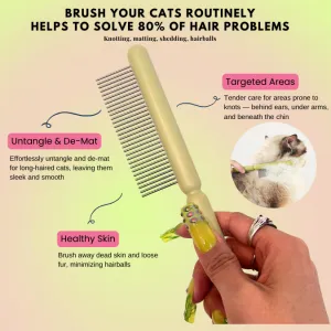 Pet Grooming Comb for Long-haired Cats and Dogs Remove Tangles and Knots