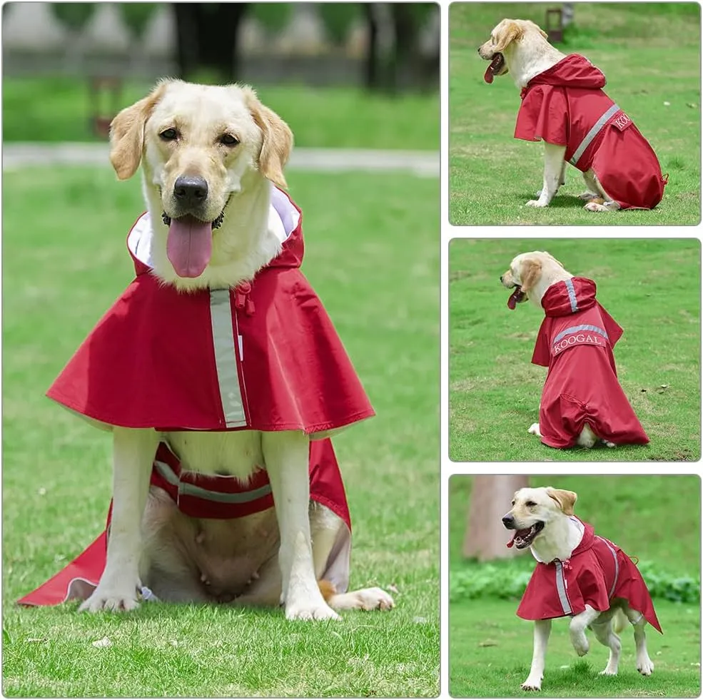 Pet Large Dog Raincoat Apparel Poncho Waterproof for Medium Large Sized,Pet Raincoats for Clothes Jacket,Dog Rain Jacket (Red,6XL)