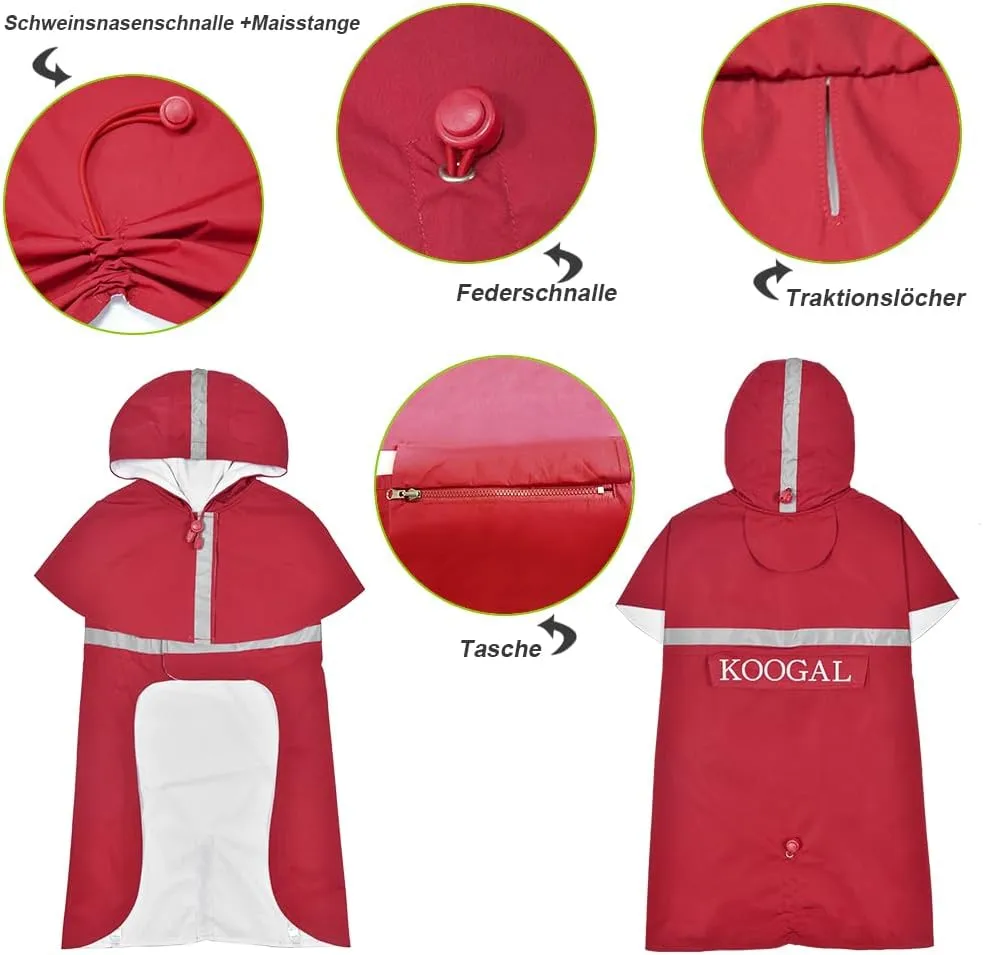 Pet Large Dog Raincoat Apparel Poncho Waterproof for Medium Large Sized,Pet Raincoats for Clothes Jacket,Dog Rain Jacket (Red,6XL)