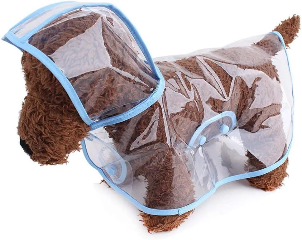 Pet Raincoat,Small Dog Waterproof Puppy Raincoat Coat Transparent Pet Dog Rainwear Clothes for Small Dogs Cats (S, Blue)