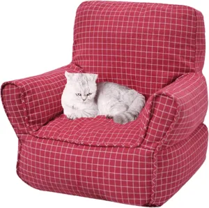 Pet Sofa Bed for Medium Pets Cat Couch Cat Bed with Removable Washable Cover Nonskid Bottom Puppy Couch Pet Bed (Red)
