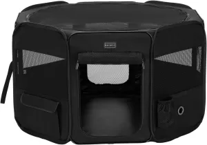 Petsfit 36" Dog Playpen with Dual Zipper Doors Sturdy Foldable Puppy Playpen for Medium Dogs with Removable Mesh Top and Leakproof Bottom