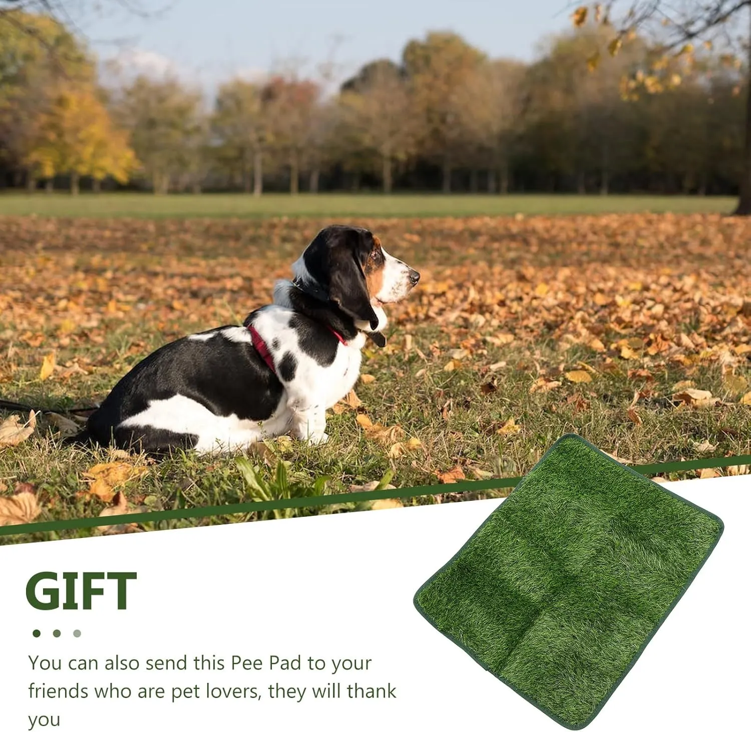 POPETPOP Dog Grass Pad Pet Mat: Washable Dog Pee Pads Dog Grass Mat - Artificial Turf Grass Dog Potty Training Mat for Dogs Turf Puppy Training Small Medium Large Pets