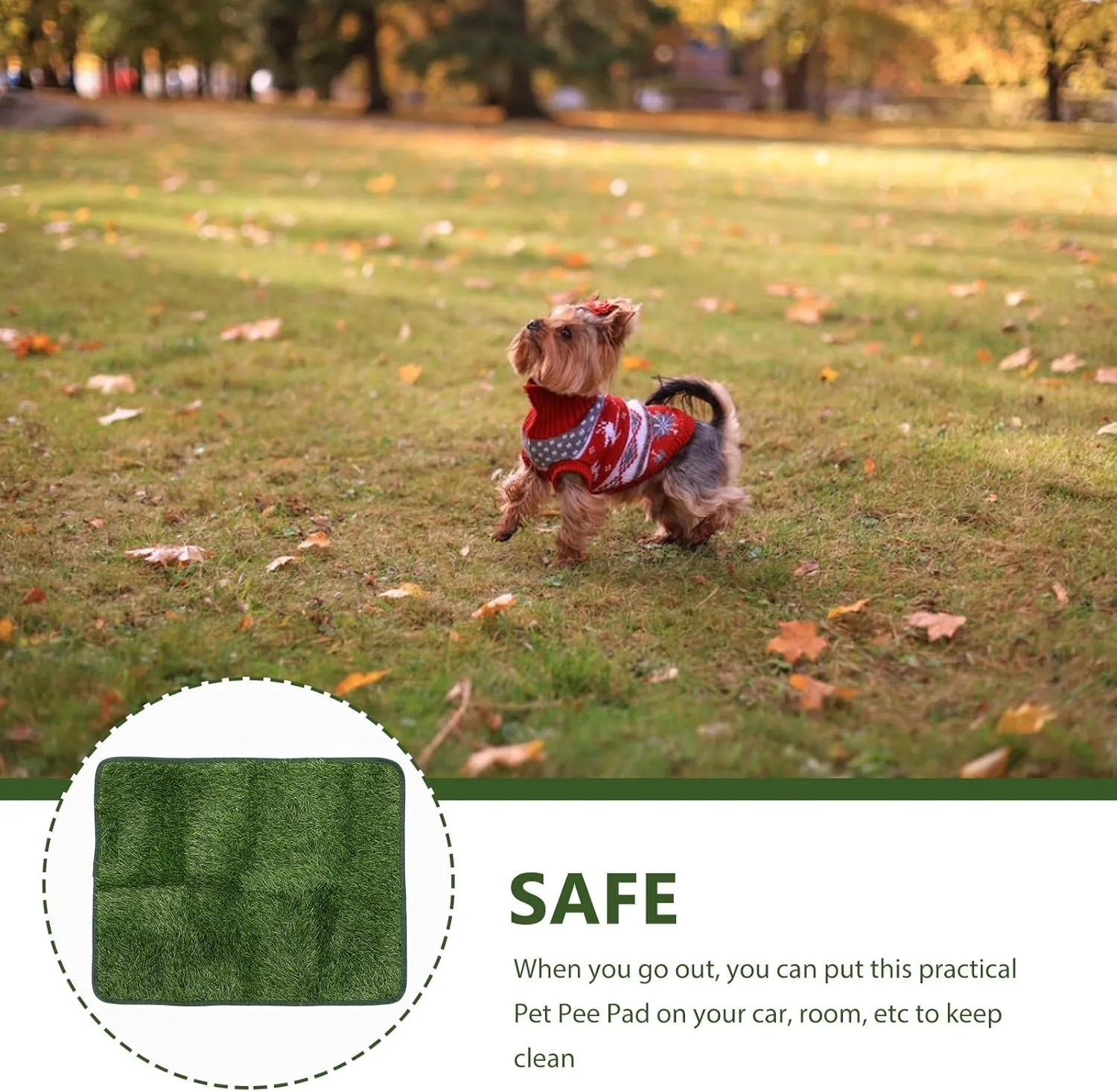 POPETPOP Dog Grass Pad Pet Mat: Washable Dog Pee Pads Dog Grass Mat - Artificial Turf Grass Dog Potty Training Mat for Dogs Turf Puppy Training Small Medium Large Pets