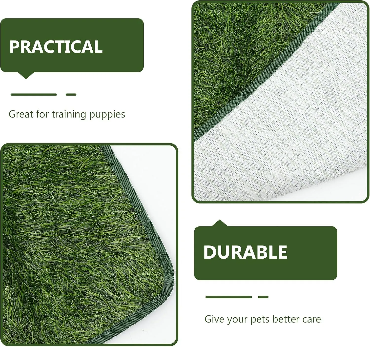 POPETPOP Dog Grass Pad Pet Mat: Washable Dog Pee Pads Dog Grass Mat - Artificial Turf Grass Dog Potty Training Mat for Dogs Turf Puppy Training Small Medium Large Pets