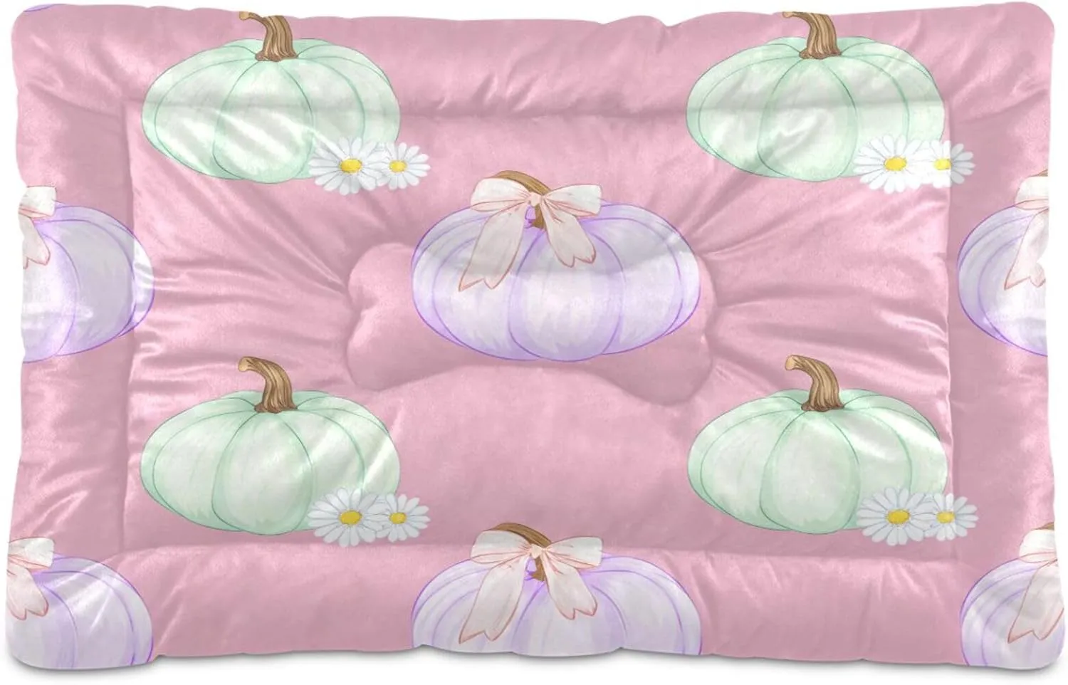Pumpkins with Bows Outdoor Dog Bed for Small Dogs Washable Waterproof Travel Pet Bed Mat Portable Cat Bed with Non-Slip Bottom for Indoor and Sleeping 36 x 24 Inch