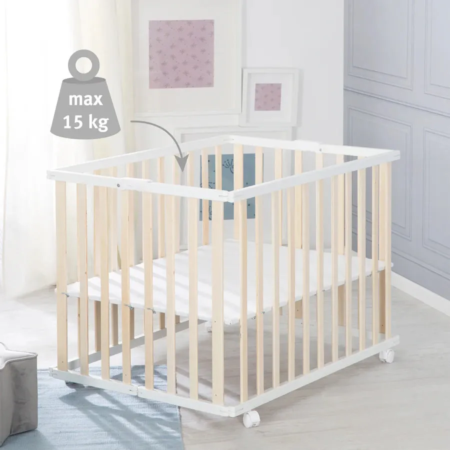 Roba Foldable Wooden Cot Bed W/ Mattress (Natural)