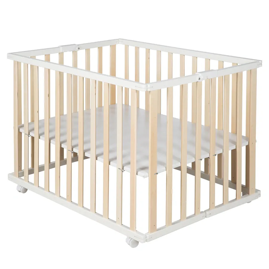 Roba Foldable Wooden Cot Bed W/ Mattress (Natural)