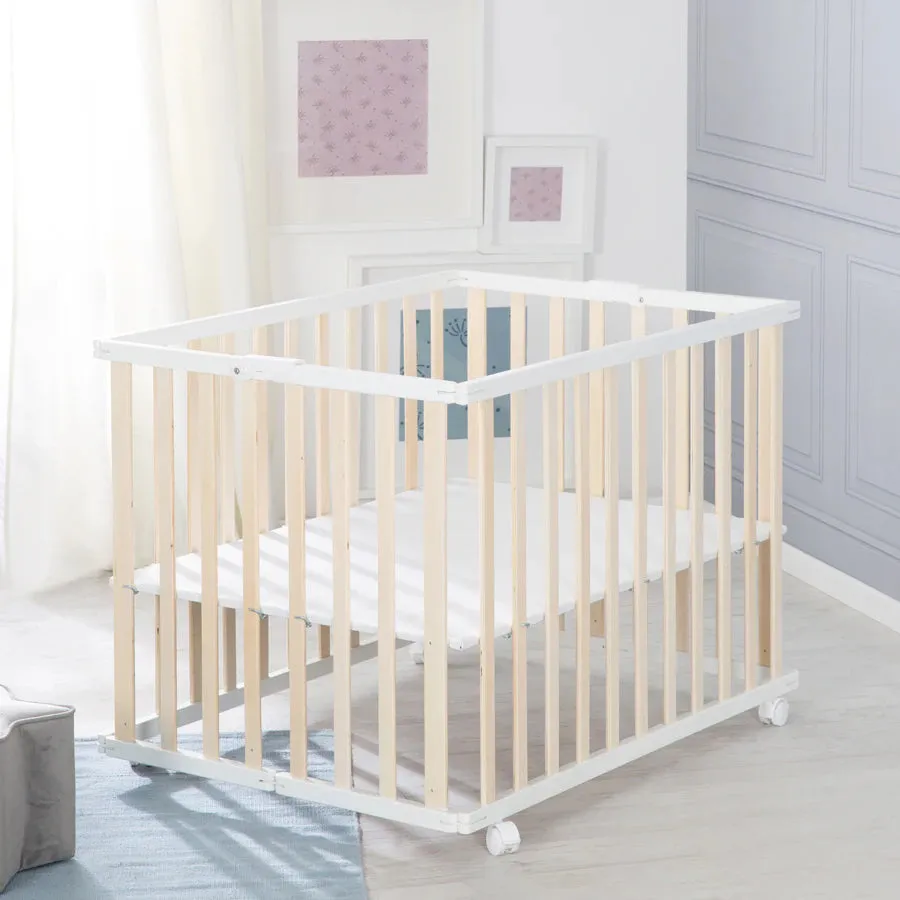 Roba Foldable Wooden Cot Bed W/ Mattress (Natural)