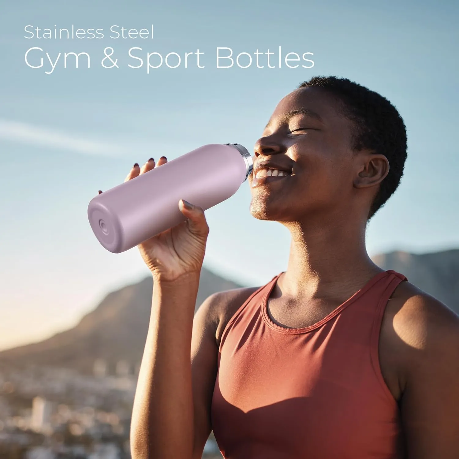 SipX Triple-Insulated Stainless Steel Water Bottle - 20oz. With Cover Lid, BPA-Free Reusable Insulated Water Bottle Keeps Cold For 24 Hours, (Purple)