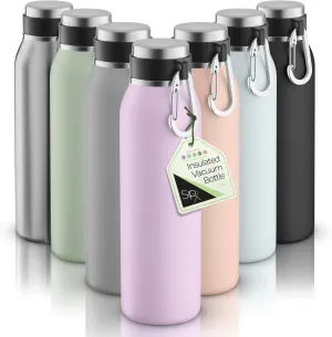 SipX Triple-Insulated Stainless Steel Water Bottle - 20oz. With Cover Lid, BPA-Free Reusable Insulated Water Bottle Keeps Cold For 24 Hours, (Purple)
