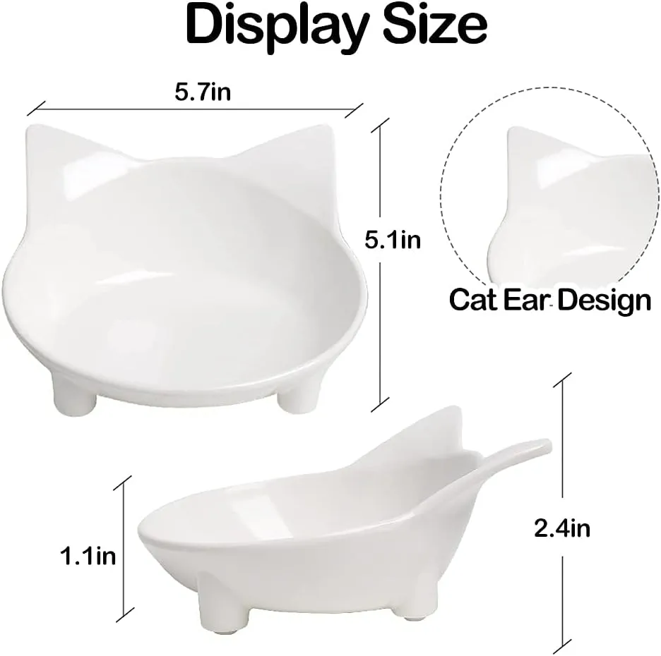 Skrtuan Pet Cat Bowl Dog Food Bowl  Non-Slip, Wide & Shallow Pet Dish for Whisker Fatigue Relief, Safe for Puppies & Rabbits