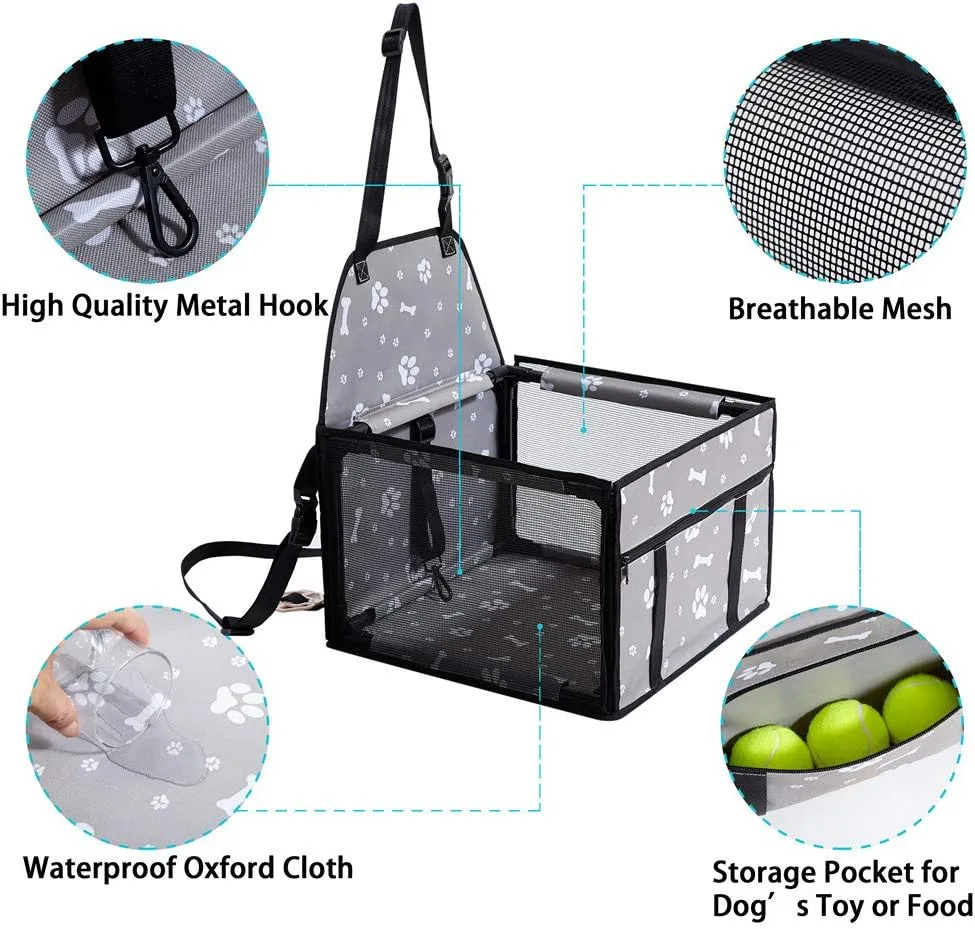 Small Dog Car Seats for Small Dogs,Portable Puppy/Pet Car Booster Seat with Clip-On Leash and Mesh Window for Small Pet Up to 11 lbs