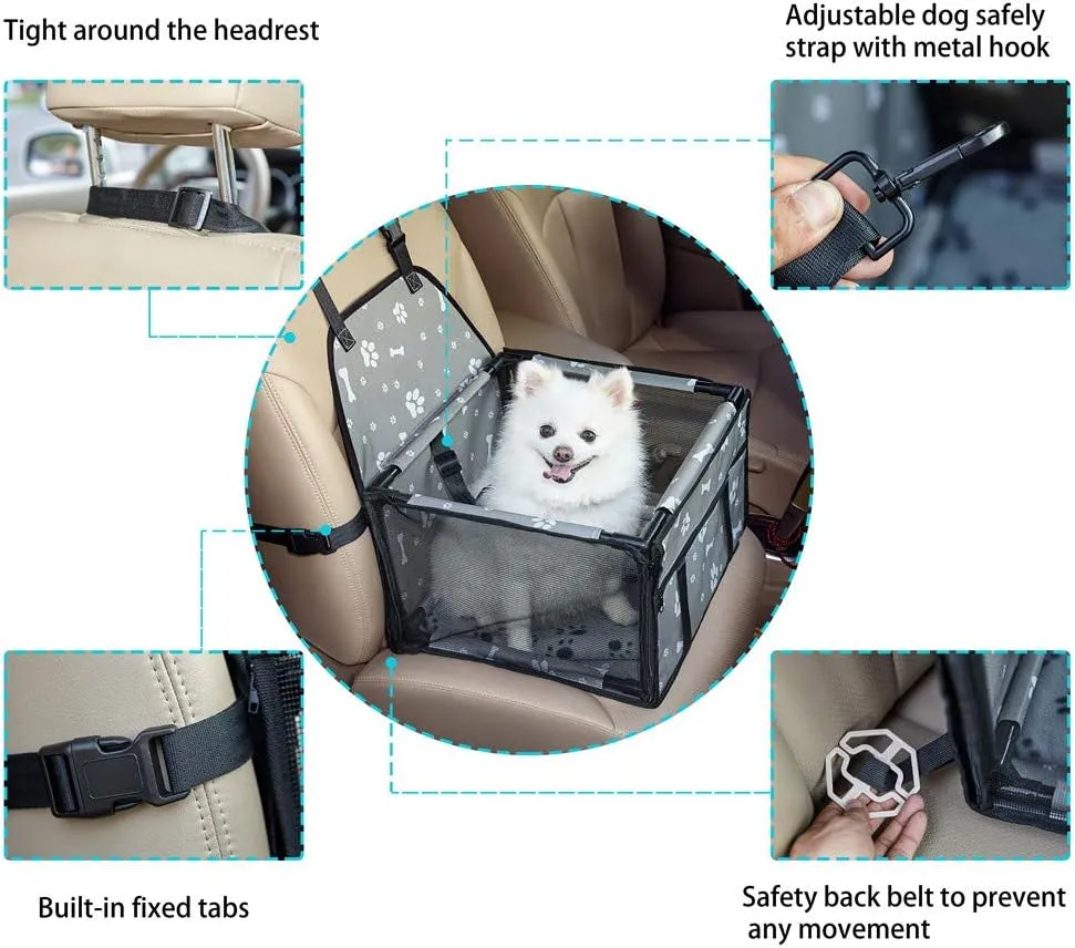 Small Dog Car Seats for Small Dogs,Portable Puppy/Pet Car Booster Seat with Clip-On Leash and Mesh Window for Small Pet Up to 11 lbs