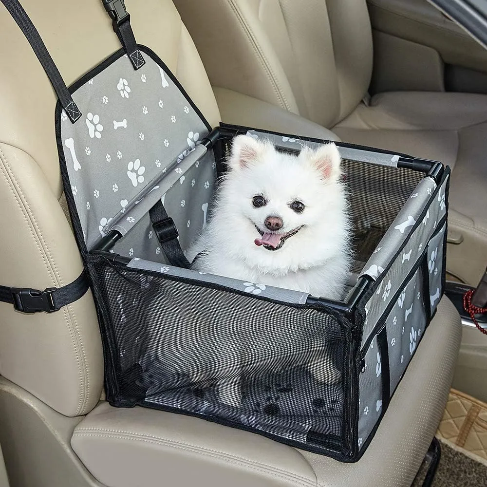 Small Dog Car Seats for Small Dogs,Portable Puppy/Pet Car Booster Seat with Clip-On Leash and Mesh Window for Small Pet Up to 11 lbs