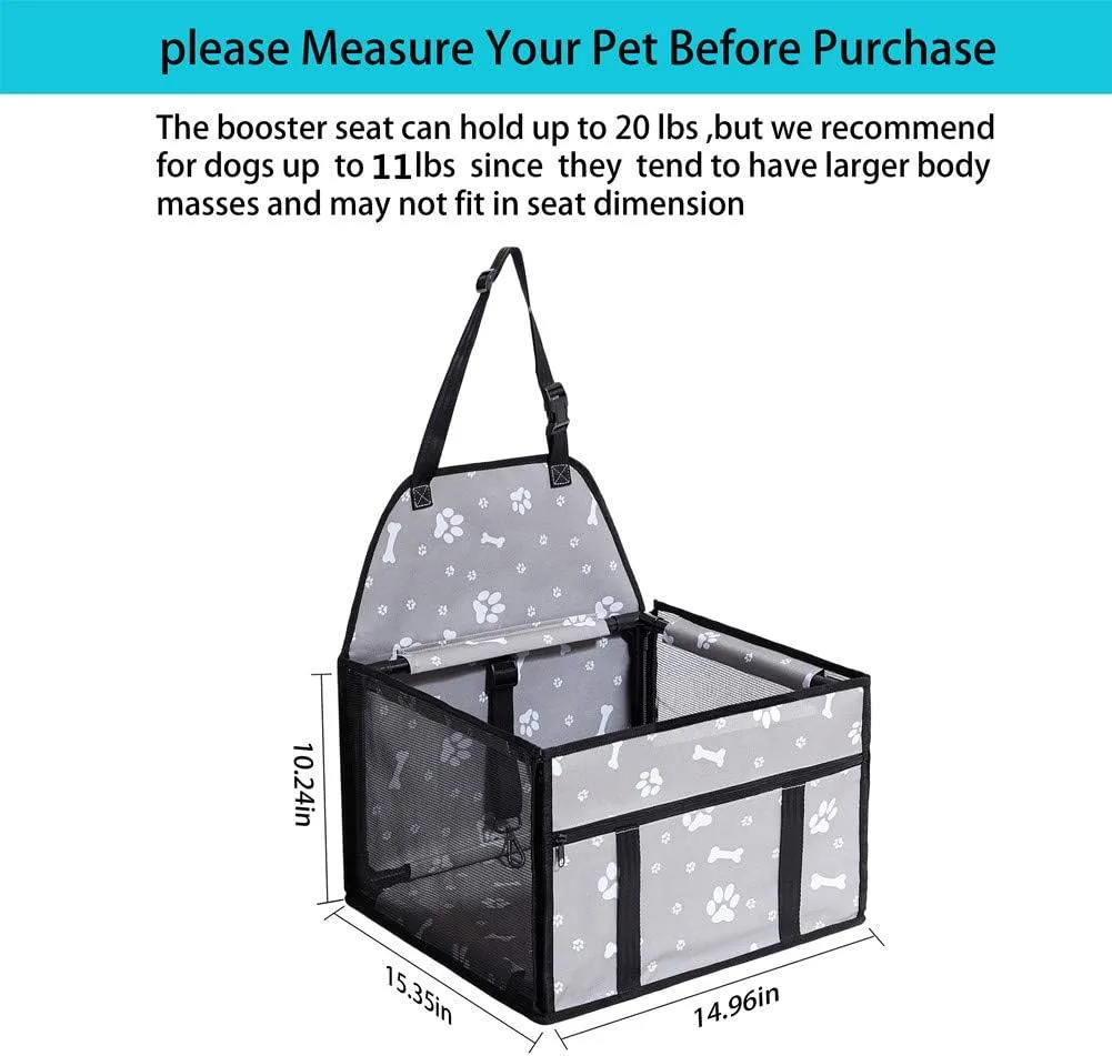 Small Dog Car Seats for Small Dogs,Portable Puppy/Pet Car Booster Seat with Clip-On Leash and Mesh Window for Small Pet Up to 11 lbs