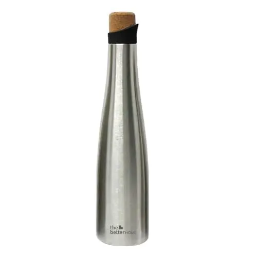 The Better Home Insulated Stainless Steel Water Bottle With Cork Cap 750ml | 18 Hours Of Insulation | Hot And Cold Water For Office School Gym | Airtight Leak Proof BPA Free | Silver Colour