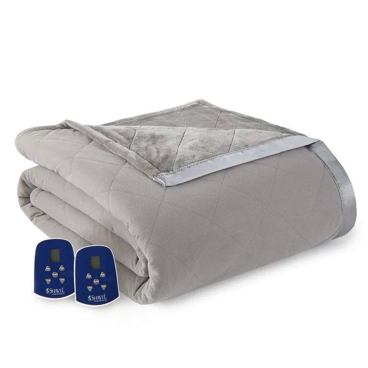 The Luxury Micro Flannel Reverse to Ultra Velvet Electric Blanket - Full/Smoke