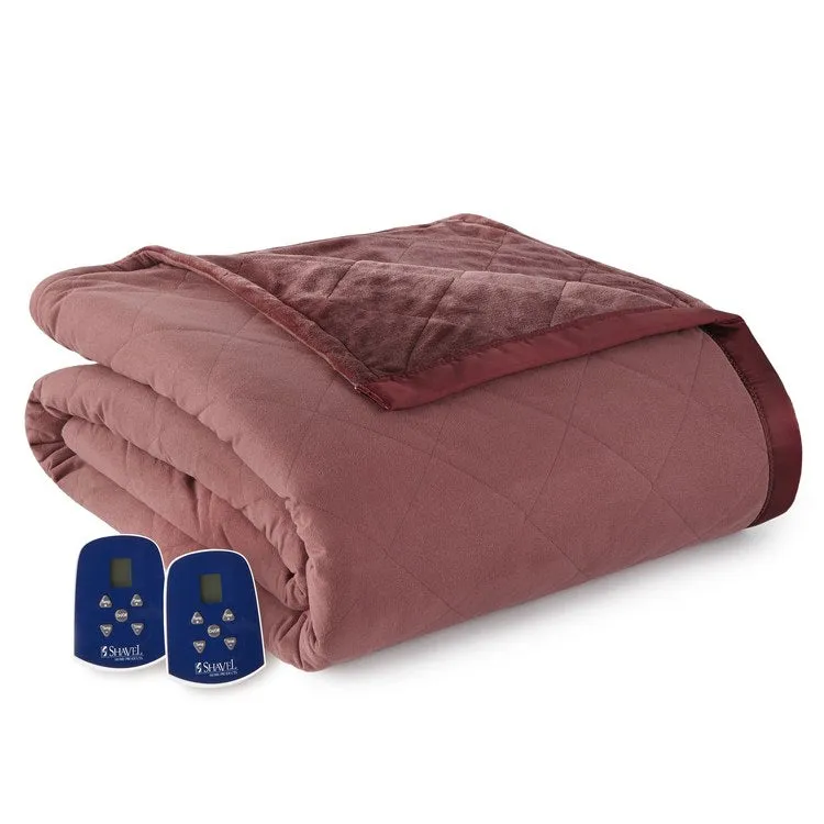 The Luxury Micro Flannel Reverse to Ultra Velvet Electric Blanket - Queen/Merlot