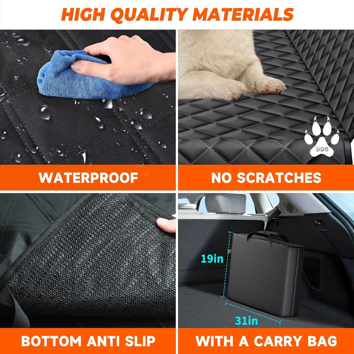 Truck Dog Seat for Back Seat, 400lbs Hard Bottom Backseat Extender, Anti-Slip Waterproof Pet Seat Covers Hammock for Pickup Crew Cab