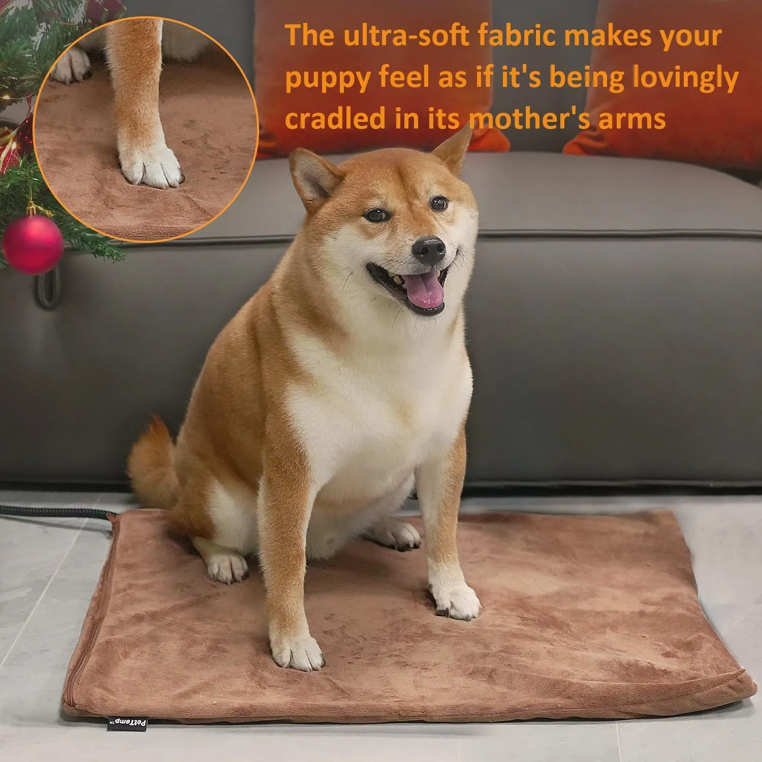 Upgraded Pet Heating Pad, 5 Adjustable Temperature & Timer, Warm Dog Cat Heating Pad, Auto Power-Off, Waterproof Chew-Resistant (M:20'' x 16'')