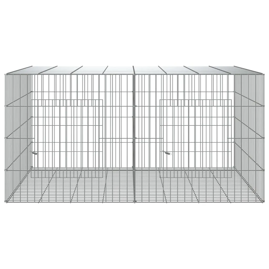 vidaXL 2-Panel Rabbit Cage 110x79x54 cm Galvanised Iron